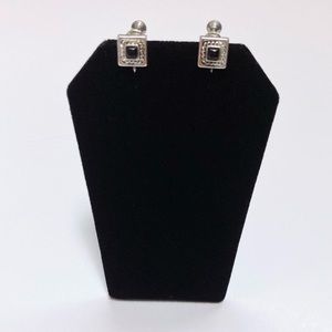 Vintage 1950s Napier Black Enamel Clip On Earrings